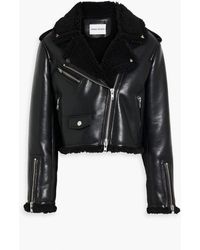 Stand Studio - Lilia Cropped Faux Shearling Biker Jacket - Lyst