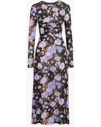 Ulla Johnson - Naia midikleid aus stretch-jersey mit floralem print und raffungen - Lyst