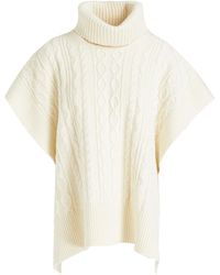 See By Chloé Cable-knit Wool-blend Turtleneck Poncho - Multicolour