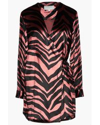 Michelle Mason Zebra-print Velvet Mini Wrap Dress - Metallic