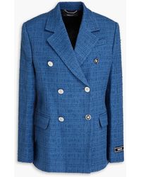Versace - Doppelreihiger blazer aus tweed aus einer baumwollmischung in metallic-optik - Lyst