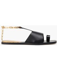 Sandro Chain-trimmed Leather Sandals - Black
