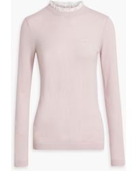 RED Valentino - Point D'esprit-trimmed Wool And Cashmere-blend Sweater - Lyst