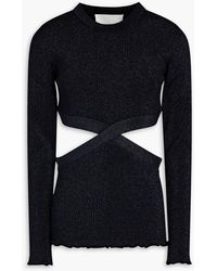 3.1 Phillip Lim - Cutout Metallic Ribbed-knit Sweater - Lyst