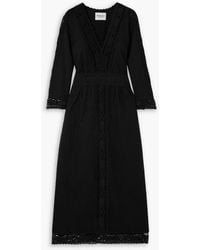 Isabel Marant - Veona Lace-Trimmed Linen And Cotton-Blend Midi Dress - Lyst