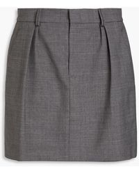 Brunello Cucinelli - Pleated Bead-embellished Wool-blend Mini Skirt - Lyst