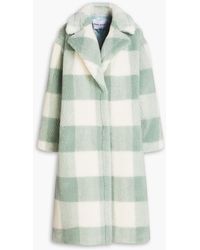 Stand Studio - Maria Checked Faux Shearling Coat - Lyst