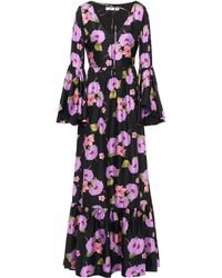 Borgo De Nor Florencia Floral-print Silk-satin Twill Maxi Dress Black