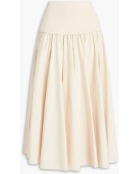 Jonathan Simkhai - Setalla Gathered Ribbed-knit And Cotton-poplin Maxi Skirt - Lyst