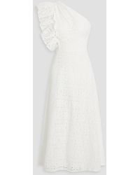 Mikael Aghal - One-shoulder Ruffled Broderie Anglaise Cotton Midi Dress - Lyst