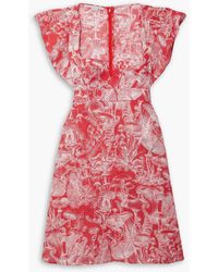 Stella McCartney - Ruffled Printed Silk And Cotton-blend Organza Mini Dress - Lyst