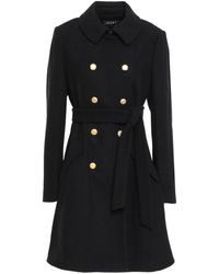 DKNY - Double-breasted Belted Felt Coat - Lyst