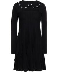 RED Valentino - Embellished Point D'esprit-paneled Wool Mini Dress - Lyst