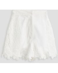 Maje - Guipure Lace-paneled Gauze Shorts - Lyst