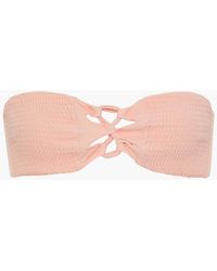 Tori Praver Swimwear Colette Twist-front Smocked Bandeau Bikini Top - Pink