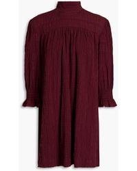 Ba&sh - Devis Shirred Cotton-blend Mini Turtleneck Dress - Lyst