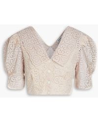 Sandro - Linda Cropped Broderie Anglaise Shirt - Lyst