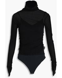 Jonathan Simkhai - Layered Mesh And Jersey Bodysuit - Lyst