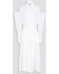 Maticevski - Equal Cold-shoulder Pleated Cotton-poplin Midi Shirt Dress - Lyst