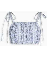 LoveShackFancy - Simpson cropped oberteil aus crêpe mit floralem print - Lyst