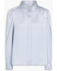 FRAME - Gillian Gathered Silk-satin Top - Lyst