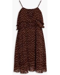 Ganni - Minikleid aus plissiertem georgette mit polka-dots und rüschen - Lyst