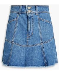 Veronica Beard - Frayed Denim Mini Skirt - Lyst
