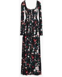 Rabanne - Pintucked Floral-print Stretch-jersey Maxi Dress - Lyst