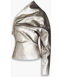 Rick Owens - Oberteil aus denim mit pailletten und asymmetrischer schulterpartie - Lyst