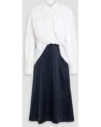3.1 Phillip Lim - Cotton-Blend Poplin And Satin Midi Shirt Dress - Lyst