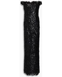 Marchesa - Off-the-shoulder Sequined Guipure Lace Gown - Lyst