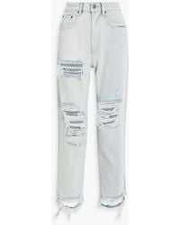retroféte - Laguna Distressed High-rise Straight-leg Jeans - Lyst