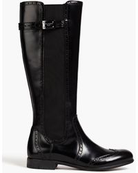 Dolce & Gabbana - Buckled Laser-cut Leather Knee Boots - Lyst