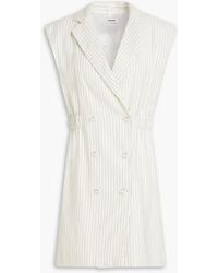 Sandro - Cosima Double-breasted Pinstriped Linen-blend Twill Mini Dress - Lyst