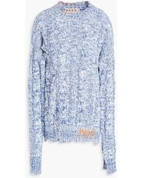 Marni - Mélange Cable-knit Wool And Cotton-blend Sweater - Lyst