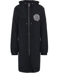 DKNY Appliqué Shell Hooded Raincoat Black