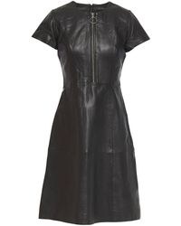 Muubaa Flared Zip-detailed Leather Dress - Black
