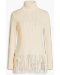 Zimmermann - Fringed Ribbed Cashmere And Merino Wool-blend Turtleneck Sweater - Lyst