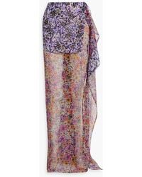 Dries Van Noten - Layered Floral-print Silk-georgette Maxi Wrap Skirt - Lyst