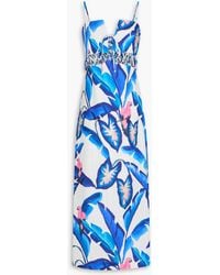 FARM Rio - Lace-Up Printed Linen Maxi Dress - Lyst