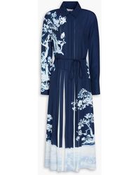 Erdem - Floral-Print Crepe De Chine Midi Shirt Dress - Lyst