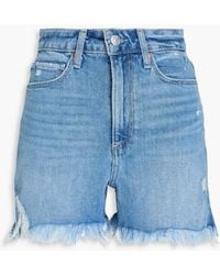 PAIGE - Dani Distressed Denim Shorts - Lyst