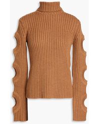 JW Anderson - Cutout Ribbed Merino Wool-blend Turtleneck Sweater - Lyst