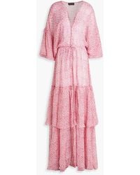 Saloni - Nikki Gathered Floral-print Silk-georgette Maxi Dress - Lyst