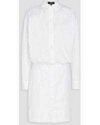 Theory - Pleated Cotton-blend Poplin Mini Shirt Dress - Lyst