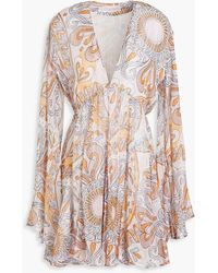 Sundress - Maud Metallic Printed Georgette Mini Dress - Lyst