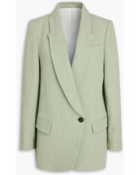 Brunello Cucinelli - Doppelreihiger blazer aus cloqué aus einer leinen-baumwollmischung - Lyst