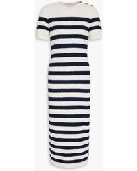 Carolina Herrera - Striped Silk And Cotton-Blend Midi Dress - Lyst