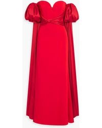 Badgley Mischka - Off-the-shoulder Draped Ponte Gown - Lyst