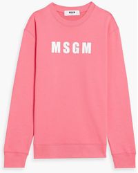 MSGM - Sweatshirt aus baumwollfrottee mit logoprint - Lyst